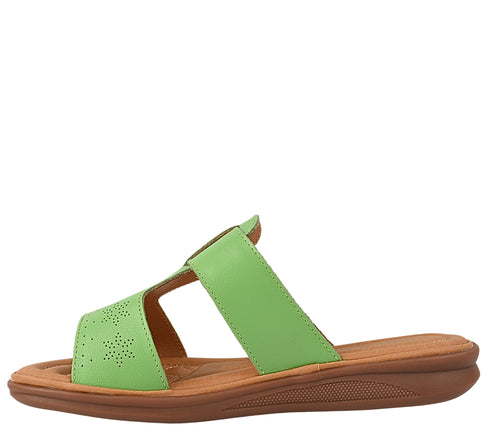 Papuci casual, dama, FORMAZIONE, 50031 verde, piele naturala